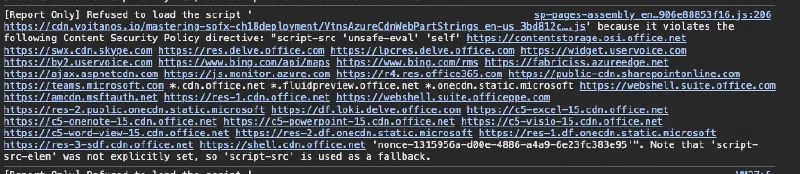 CSP violation message found in the browser's console CSP violation message found in the browser's console