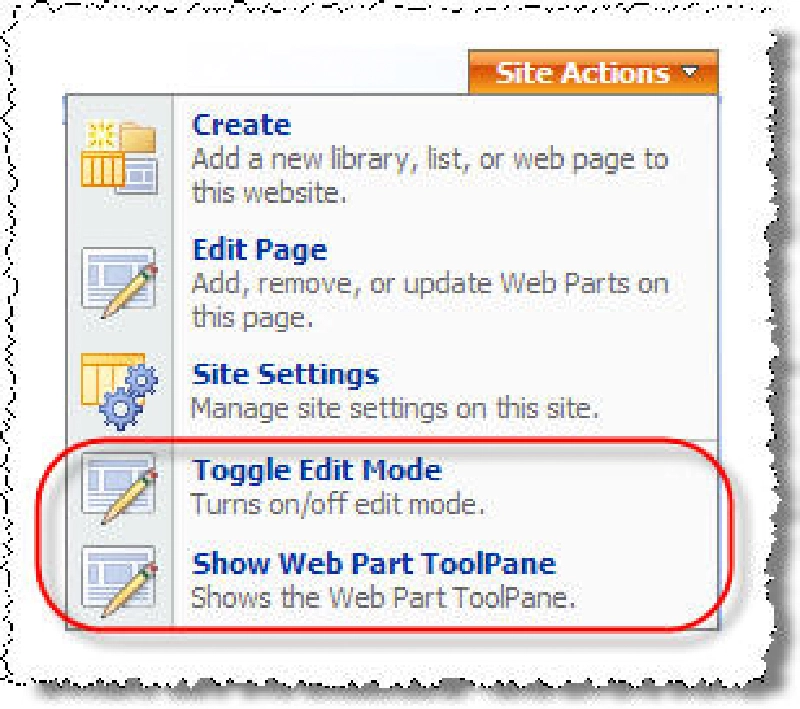 Site Actions Site Actions