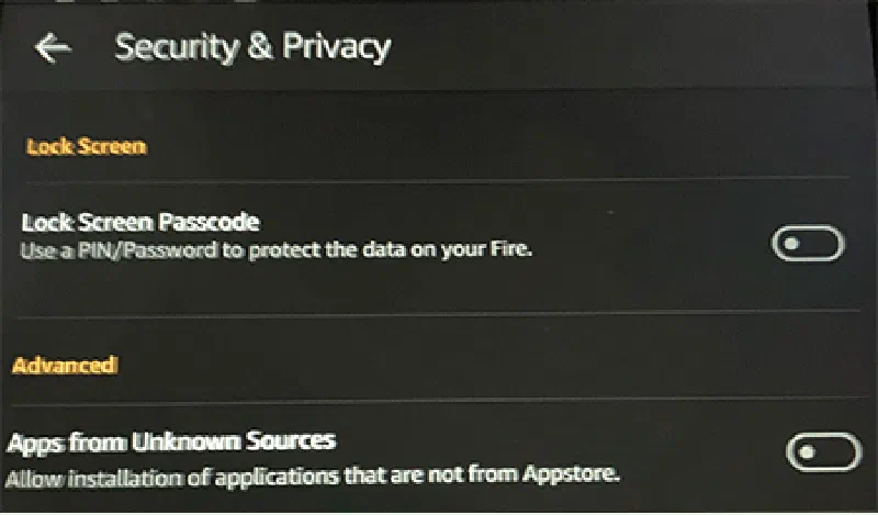 Kindle: enable Apps from Unknown Sources