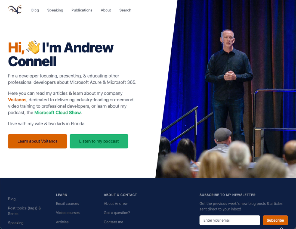 New AndrewConnell.com homepage