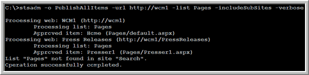 STSADM.EXE Custom Command PublishAllItems