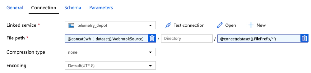 Connection settings for the 'webhook_dump' dataset