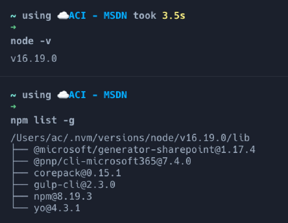 List of globally installed packages List of globally installed packages
