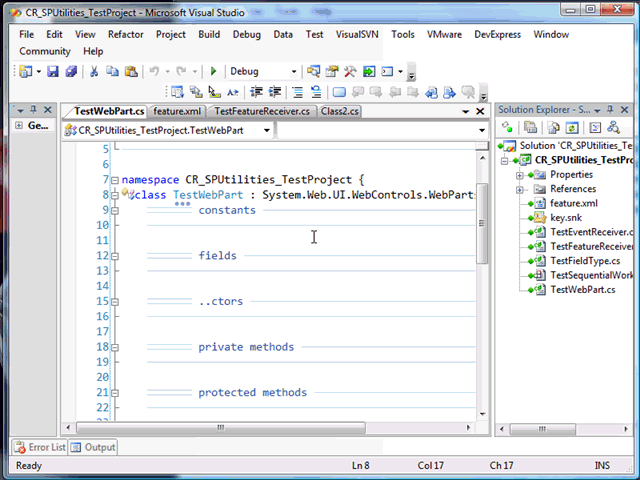 Figure 1: webpartRefactor - There is a much better, and bigger, screencast available on the main page, linked below.