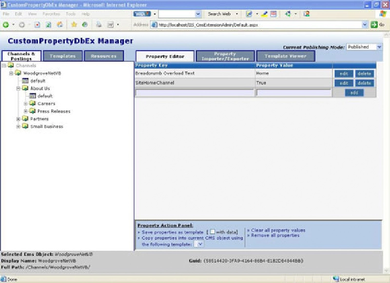 IIS CMS Extension Admin