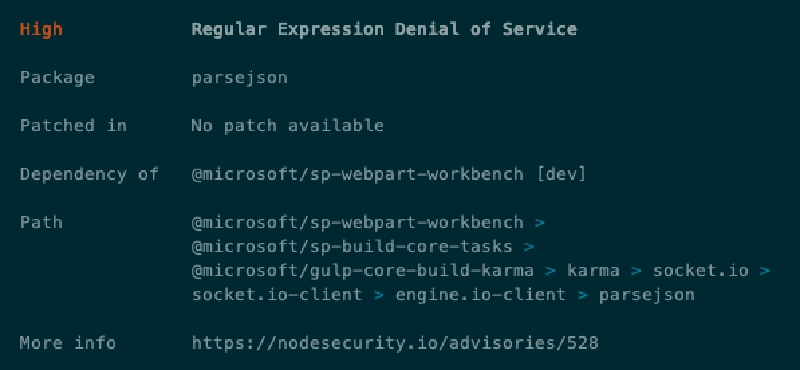 npm high vulnerability