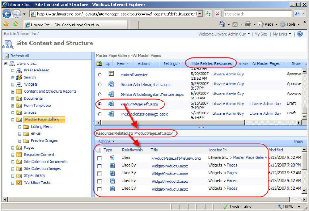 SharePoint 2007 - Show All Related Resources SharePoint 2007 - Show All Related Resources
