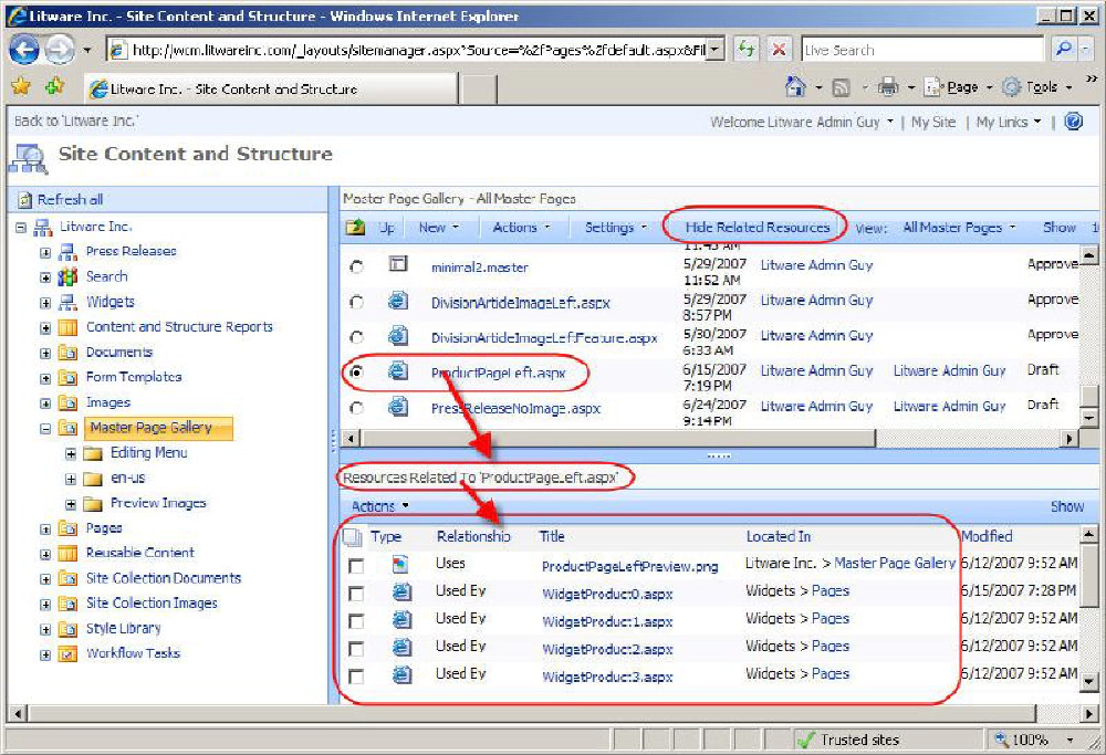 SharePoint 2007 - Show All Related Resources