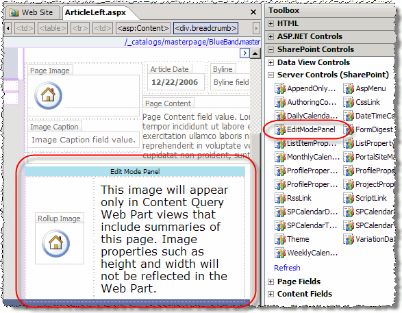 Edit Mode Panel Edit Mode Panel