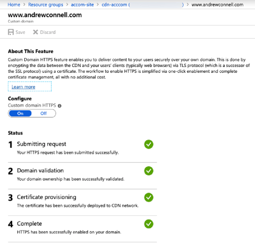 Azure CDN Endpoint custom domain HTTPS