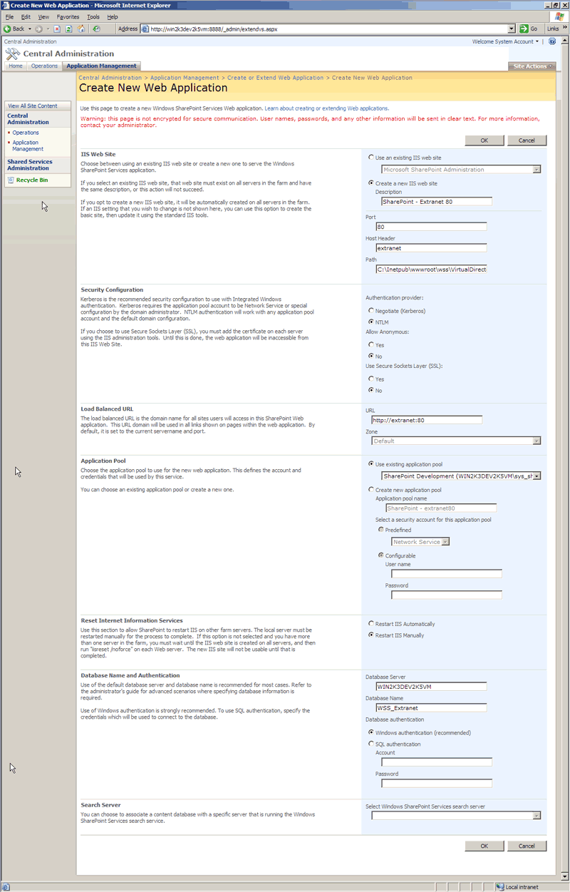 Figure 3 - Creating Web Application