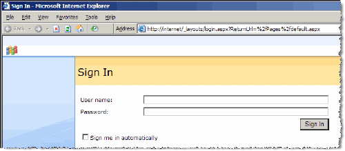 Figure 8 – SharePoint's default Forms Authentication Sign In Page