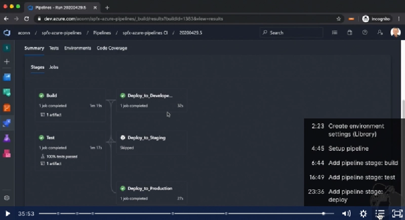 Screenshot from the Azure Pipelines demo Screenshot from the Azure Pipelines demo
