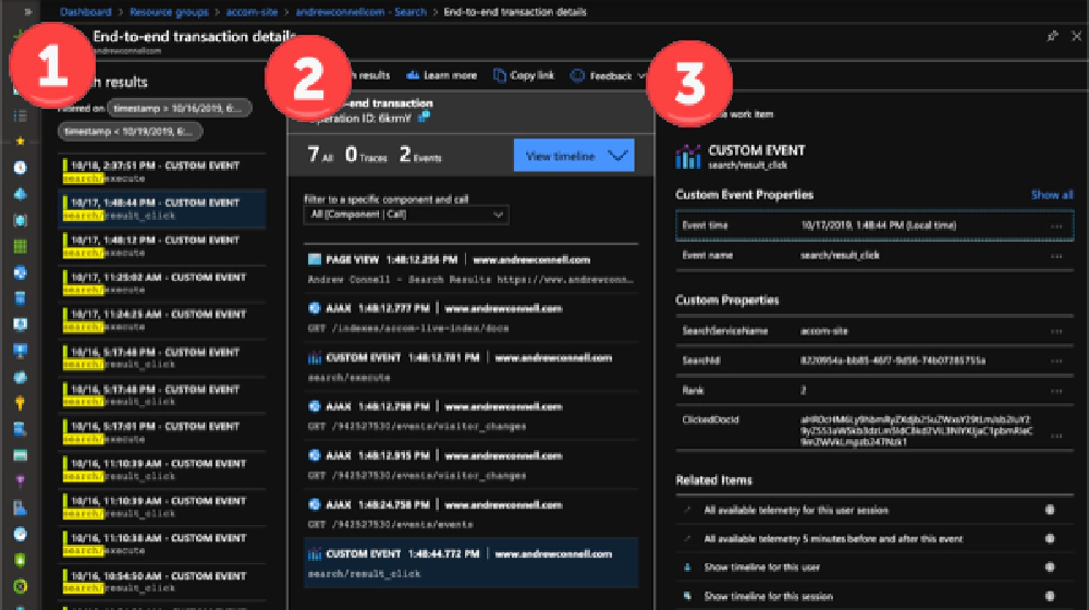 Azure App Insights Search Results