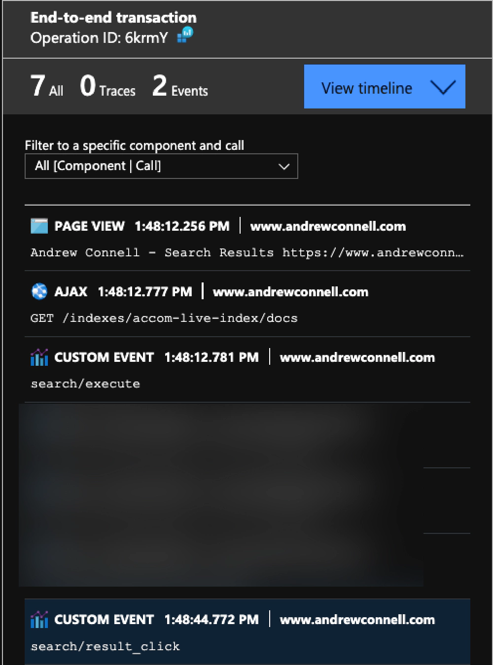 Azure App Insights - Session Timeline Azure App Insights - Session Timeline