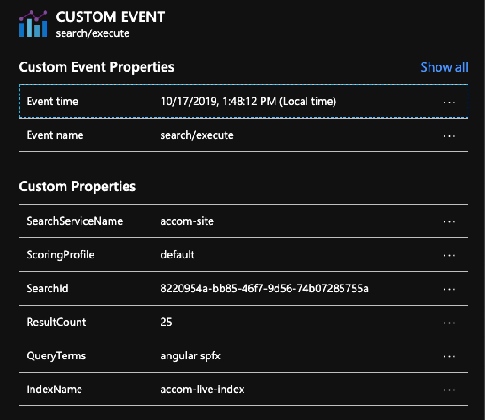 Azure App Insights - Search Execute Details Azure App Insights - Search Execute Details