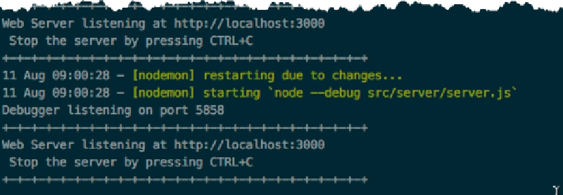 Nodemon picking up changes and restarting the service Nodemon picking up changes and restarting the service