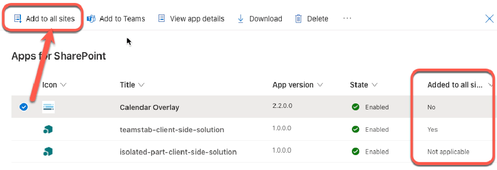 Add apps to new sites Add apps to new sites