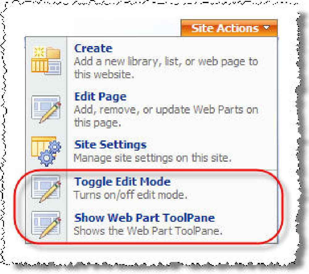 Site Actions Site Actions