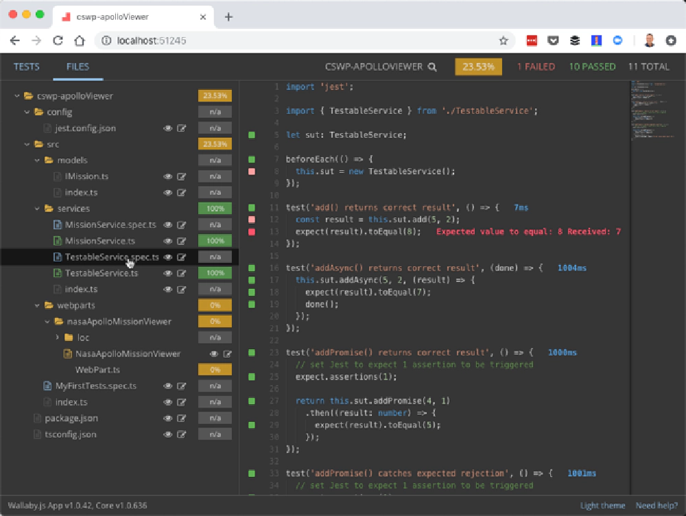 Wallaby.js test browser app Wallaby.js test browser app