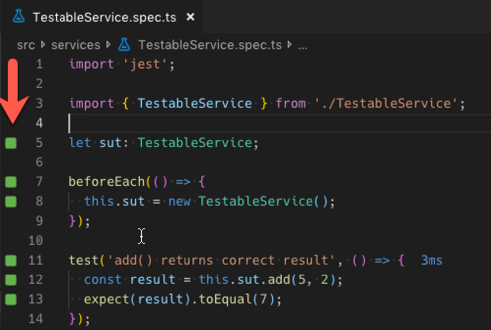 Wallaby.js test result icons in the gutter Wallaby.js test result icons in the gutter