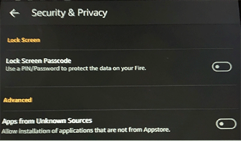 Kindle: enable Apps from Unknown Sources Kindle: enable Apps from Unknown Sources