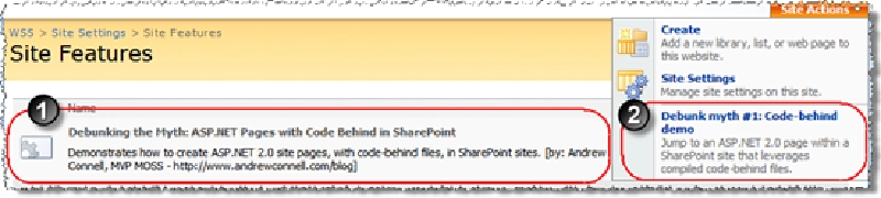 Figure 3: Site Features page