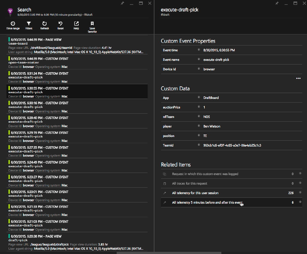 Filter by UserSession/Events Filter by UserSession/Events