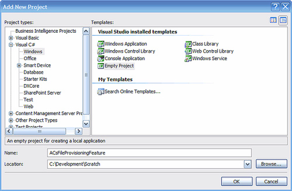 Figure 1: Visual Studio 2005 Add Project Dialog