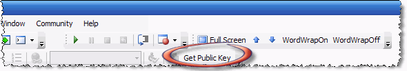 Custom button Get Public Key on the toolbar